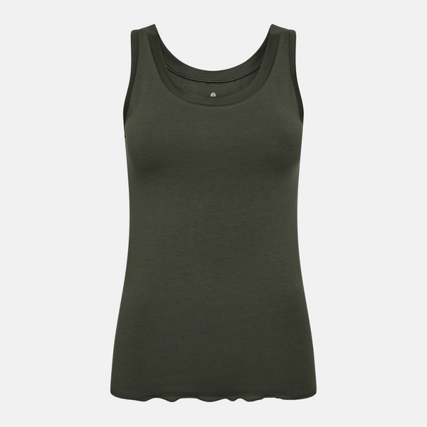 Grøn bambus tank top med feminine detaljer