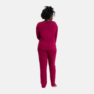 Nina Bordeaux langærmet pyjamassæt fra Bamboo Basics