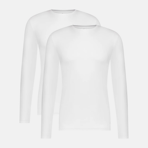 Ralph Bamboo Långärmad T-shirt med rund hals - Vit 2-pack