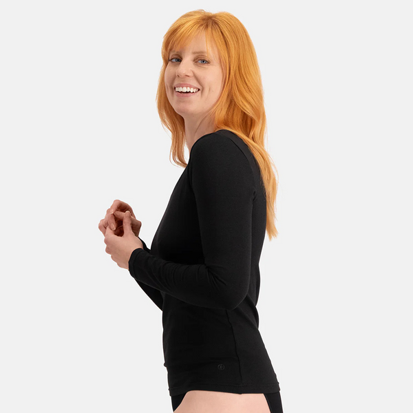 Liv bambu v-ringad långärmad t-shirt - svart 2-pack