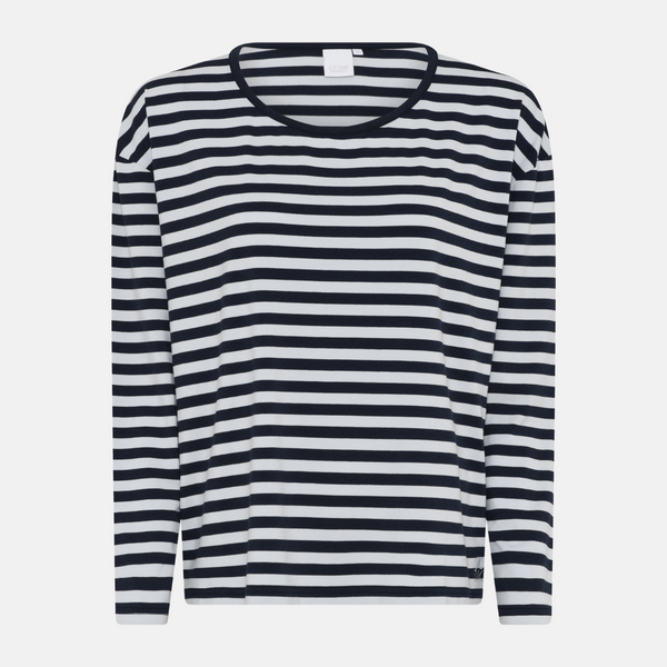 Britt långärmad bambu t-shirt - svart/vit randig