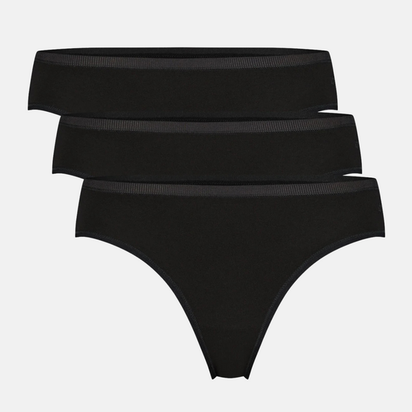 Lola bambu g-string trosor med smal resårkant - svart 3-pack