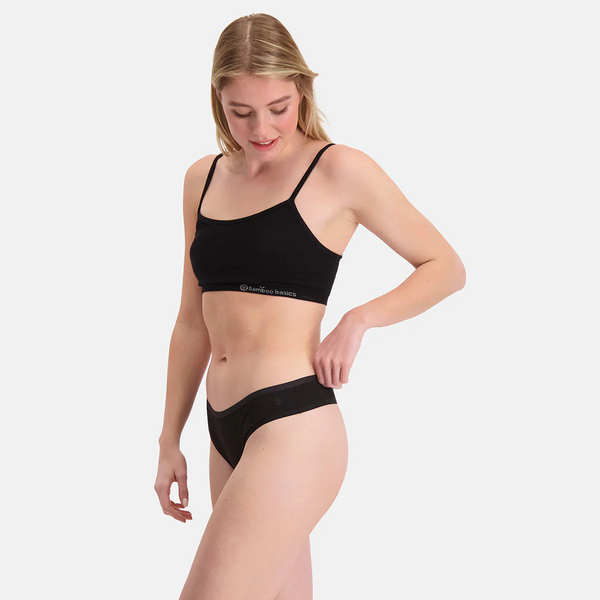 Lola bambu g-string trosor med smal resårkant - svart 3-pack