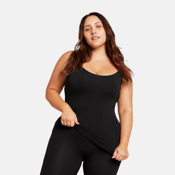 Svart bambu topp med tunna remmar