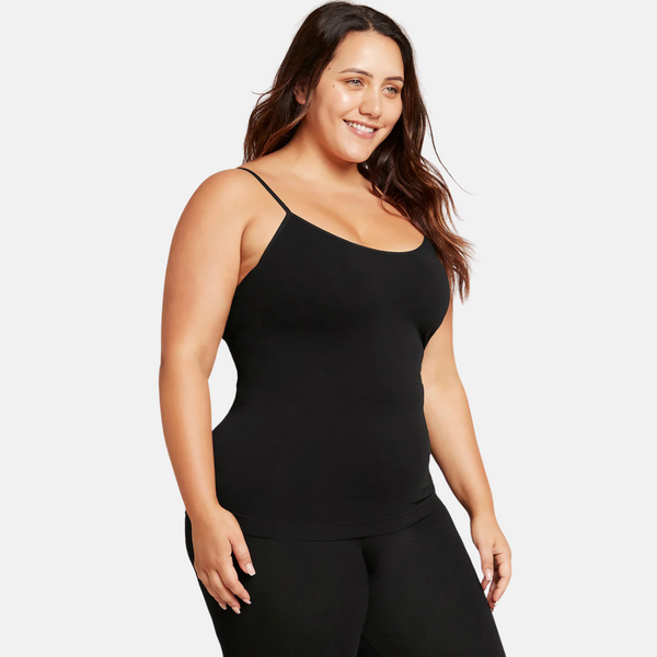 Svart bambu topp med tunna remmar