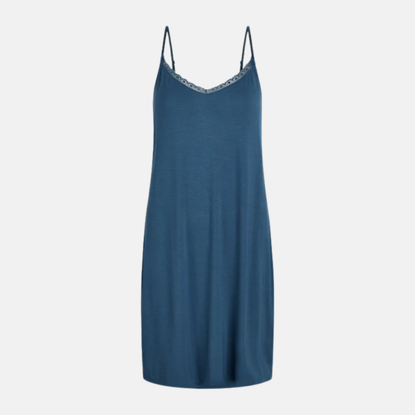 Maia bambu nattlinne med smala axelband - dammblått