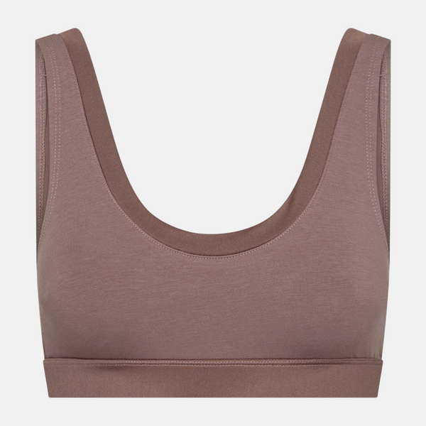Taupe bh-topp i bambu med feminina detaljer