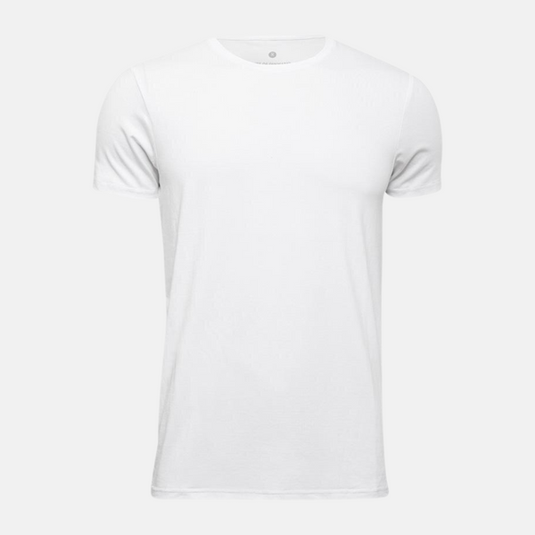 Vit T-shirt i bambu med rund hals