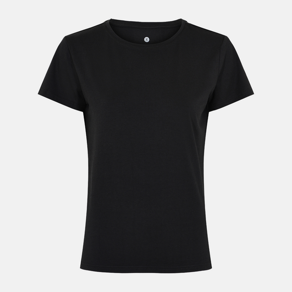 Svart bambu T-shirt med rund hals