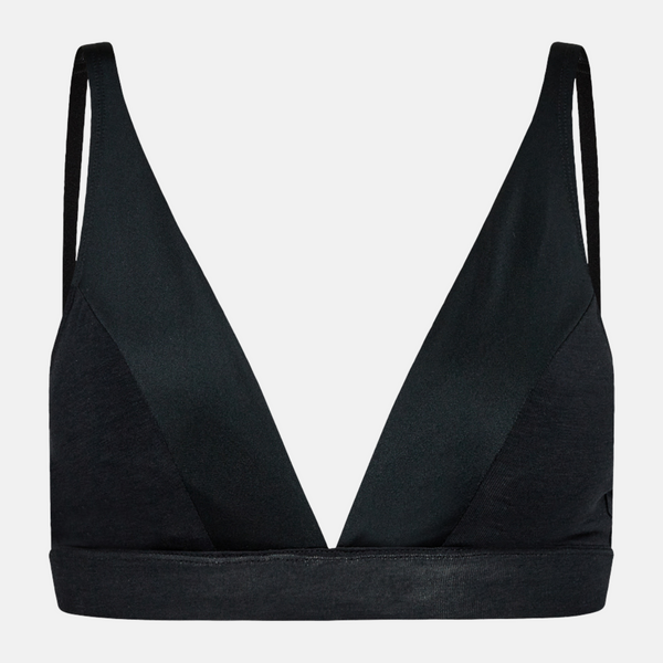 Svart triangelbh i bambu med feminina detaljer