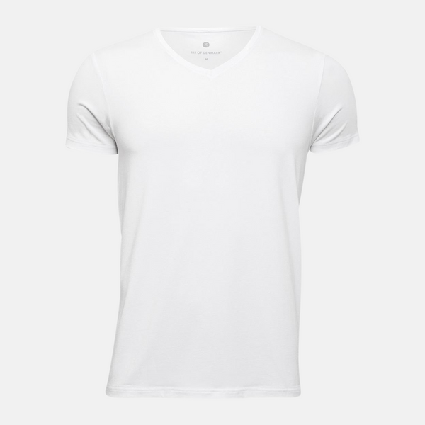 Vit v-ringad bambu T-shirt