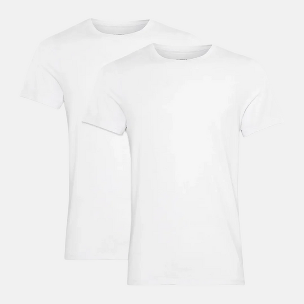 2 vita slim fit bambu T-shirt med rund hals