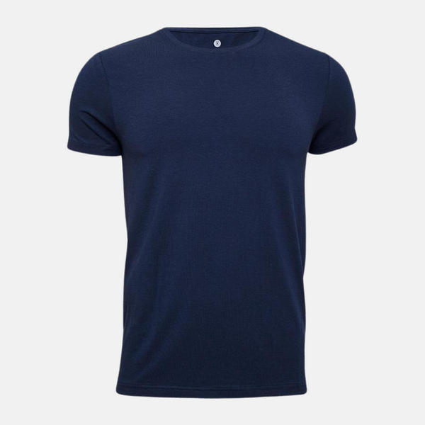 Marinblå bambu T-shirt med rund hals