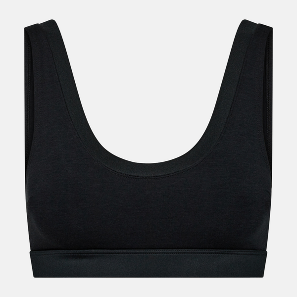 Svart bh-topp i bambu med feminina detaljer