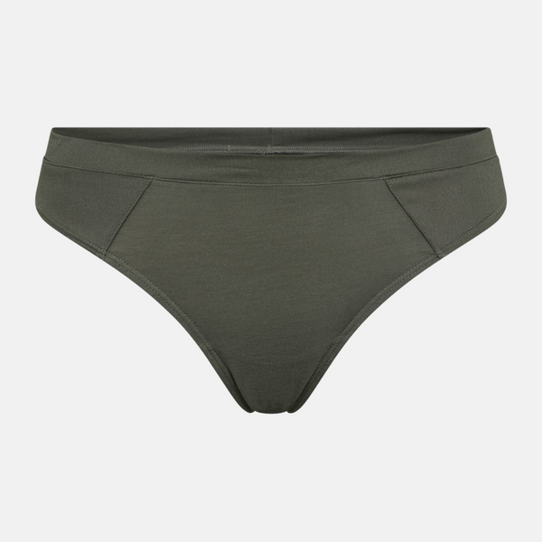 Gröna stringtrosor i bambu med feminina detaljer