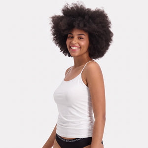 2 pak Hvid bambus tank top med tynde stropper fra Bamboo Basics