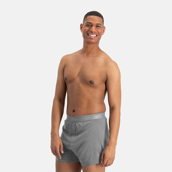 2 pak bambus boxershorts i grå og bordeaux fra Bamboo Basics