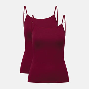 2 pak Bordeaux bambus tank top med tynde stropper fra Bamboo Basics