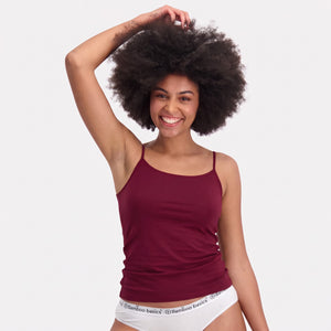 2 pak Bordeaux bambus tank top med tynde stropper fra Bamboo Basics