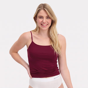 2 pak Bordeaux bambus tank top med tynde stropper fra Bamboo Basics