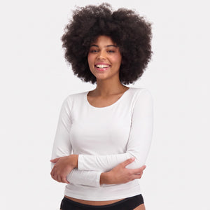 2 pak Hvid langærmet bambus T-shirt fra Bamboo Basics