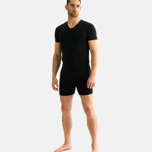 2 pak Sort slim fit bambus V-hals T-shirt fra JBS