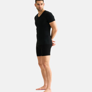 2 pak Sort slim fit bambus V-hals T-shirt fra JBS