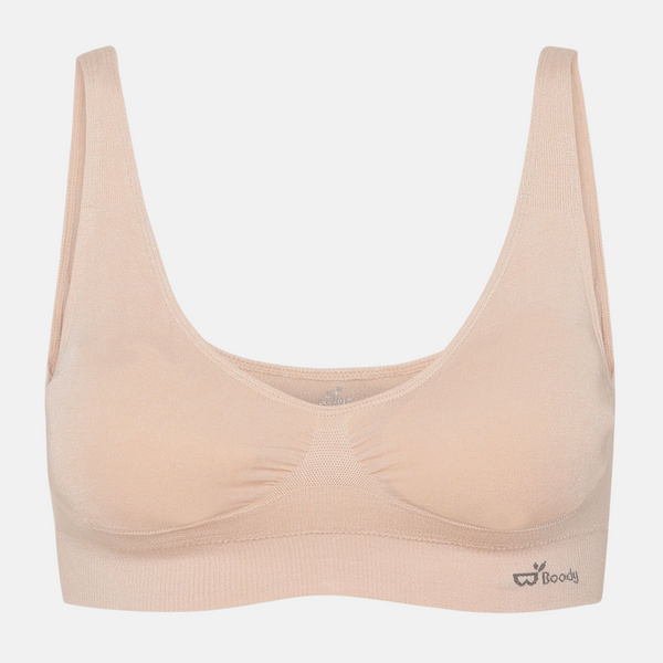 Rose nude vadderad bambu bh ​​utan bygel