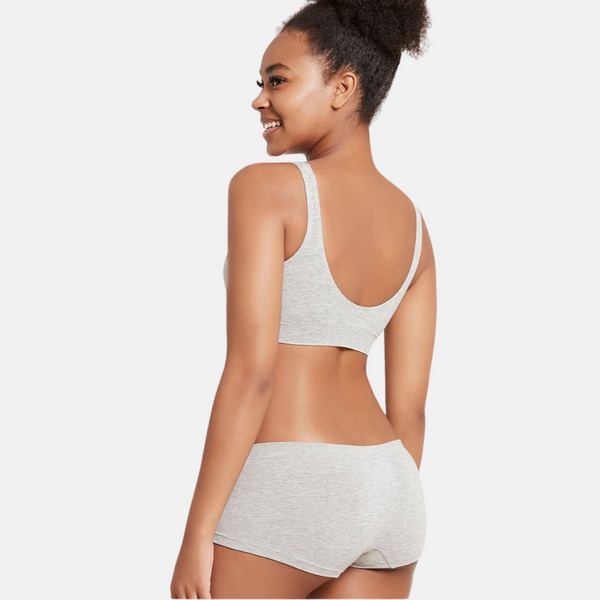 Ljusgrå vadderad bambu-bh utan bygel