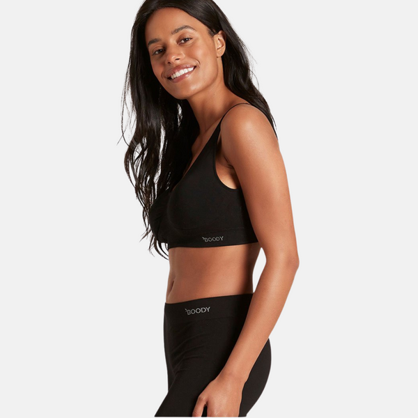 Svart vadderad bambu-bh utan bygel