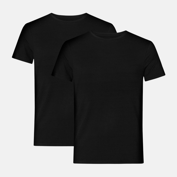 2 svarta bambu T-shirts med rund hals i slim fit