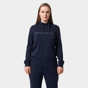 Blå bambus hoodie med logo fra Copenhagen Bamboo