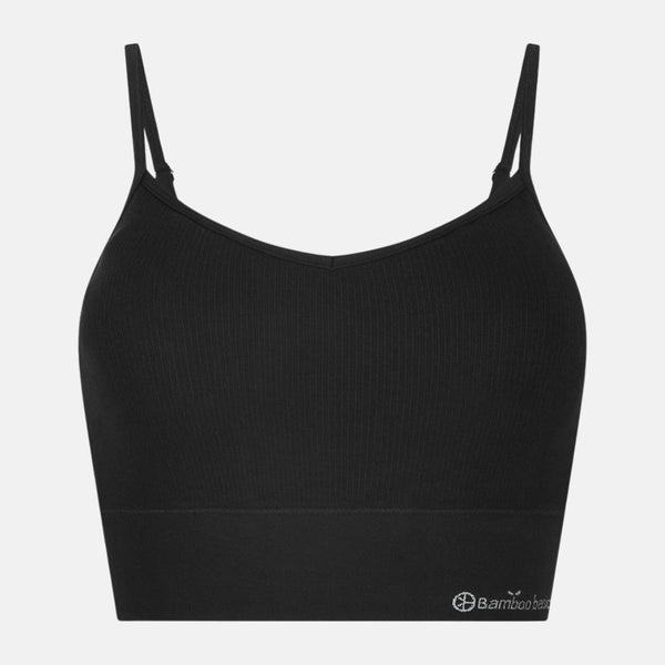 Svart bambu-bh med v-ringning och foder