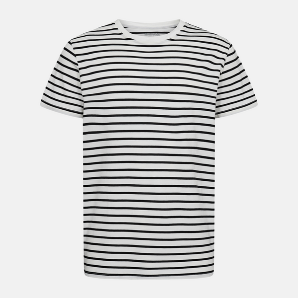 Svart/vit randig bambu t-shirt med rund hals