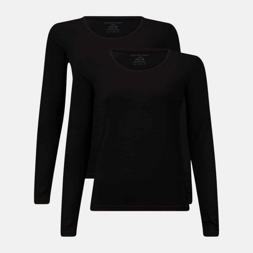 2 pak Sort langærmet bambus T-shirt fra Bamboo Basics