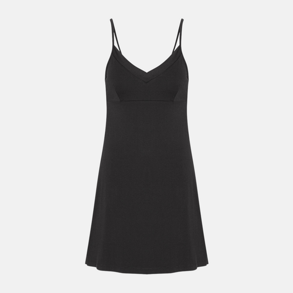 Svart nattlinne i bambu med smala axelband