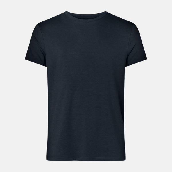 Marinblå bambu T-shirt med rund hals