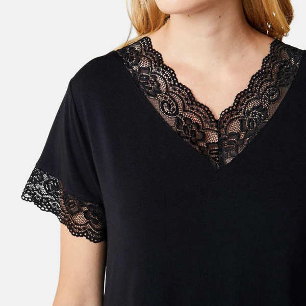 Karita Bamboo Kortärmad Nattlinne - Svart