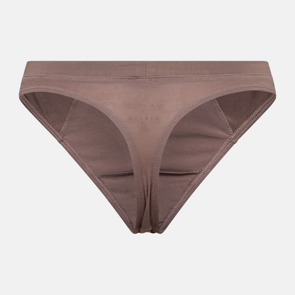 Taupe Bamboo g-string trosor med feminina detaljer