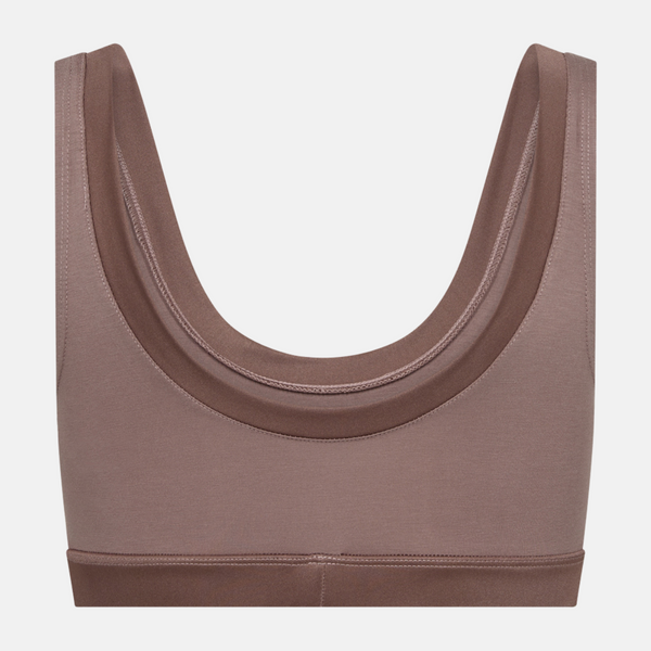 Taupe bh-topp i bambu med feminina detaljer