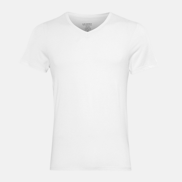 2 vita T-shirts med v-ringad bambu i slim fit