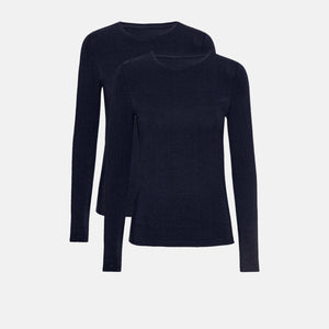 2 pak blå langærmet bambus T-shirt