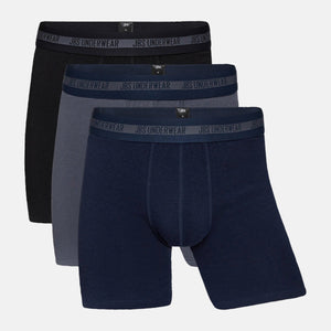 3 pak lange bambus underbukser i sort/navy/grå