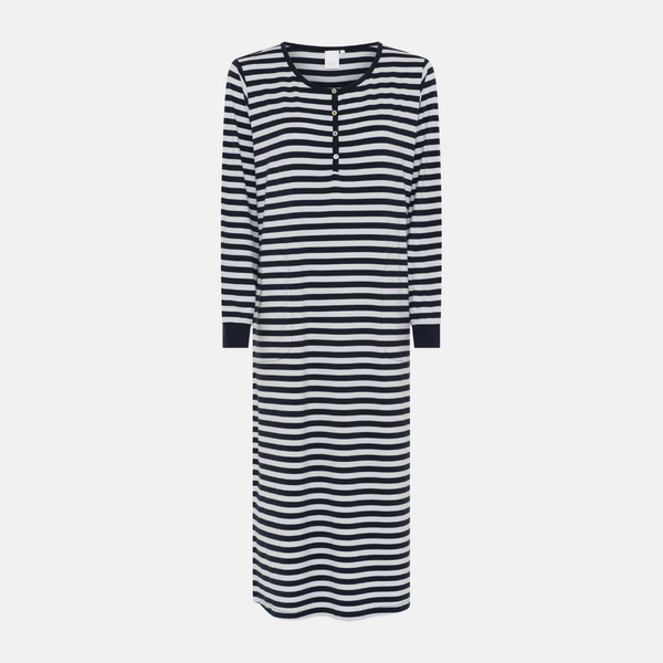 Bea långärmad bambu nattlinne - svart/vit randig