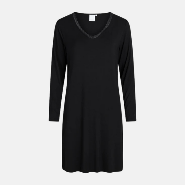 Jacqueline Bamboo Långärmad Nattlinne - Svart