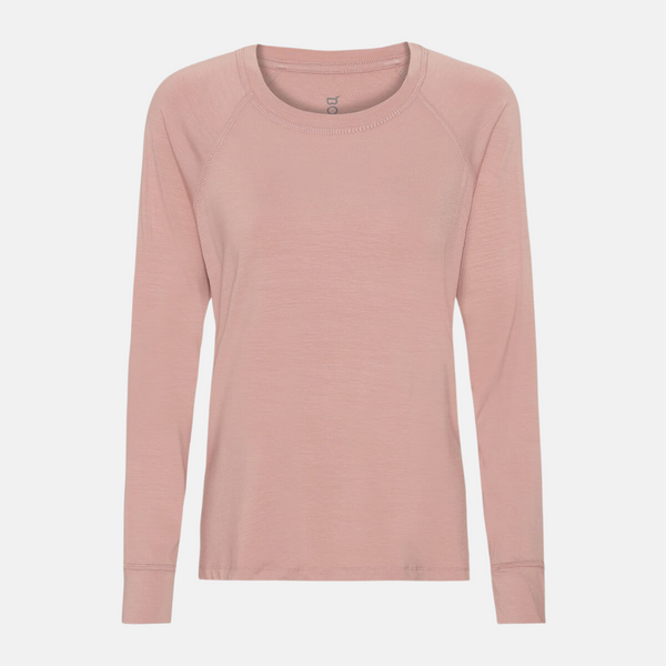 Rosa långärmad lounge T-shirt i bambu i raglan