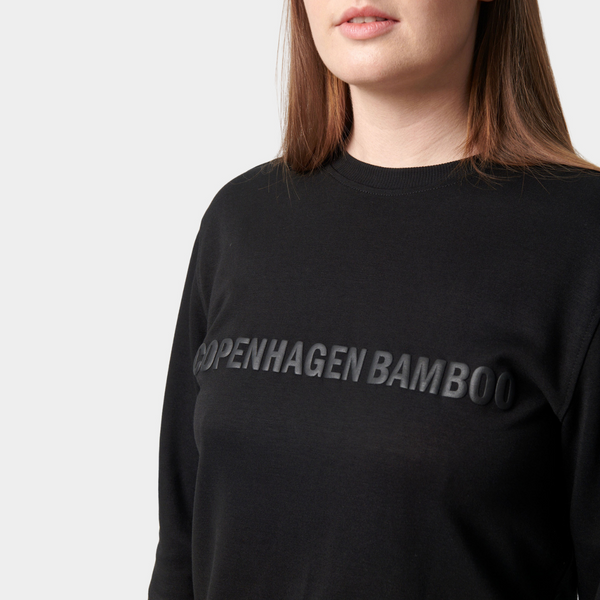 Svart bambu sweatshirt med logotyp