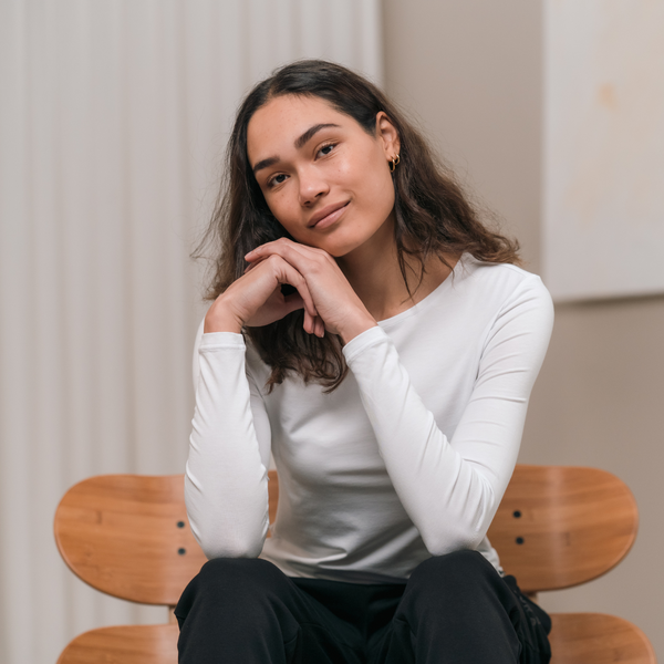 Vit långärmad t-shirt i bambu