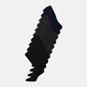 10 pak bambus strømper i sort/grå/navy
