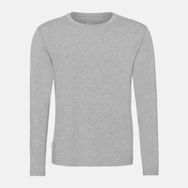 Ljusgrå långärmad T-shirt i bambu med rund hals